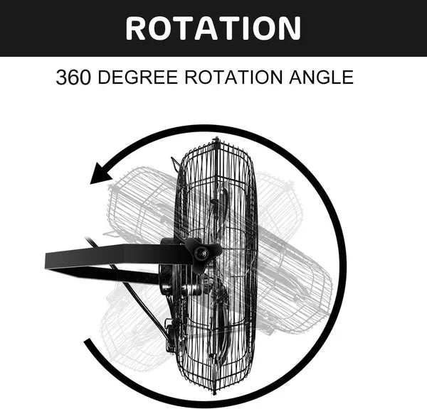 18 Inch Industrial Wall Mount 3 Speed Commercial Ventilation Metal Fan for Warehouse, Greenhouse, Workshop, Patio, Factory and Basement(Black)