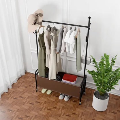 1pc, Clothes Racks for Hanging Heavy Duty Clothes Rack Clothes Rolling Clothes Rack, Free Standing Towel Racks for Bathroom, With Storage Basket