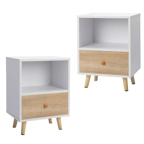 2 of Bedside Cupboard with 1 Drawer and Short Legs;  End Table with Storing Shelf;  Indoors XH