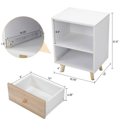 2 of Bedside Cupboard with 1 Drawer and Short Legs;  End Table with Storing Shelf;  Indoors XH