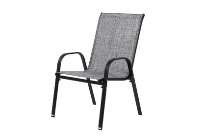 2 Piece Patio Chairs, Outdoor Camping Chairs with Breathable Textilene Fabric, Set of 2 Garden Chairs with Armrest High Backrest for Garden Patio Pool Beach Yard Space Saving ( Grey)