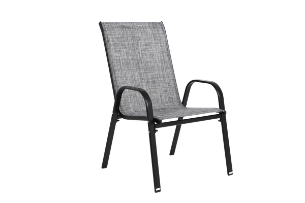 2 Piece Patio Chairs, Outdoor Camping Chairs with Breathable Textilene Fabric, Set of 2 Garden Chairs with Armrest High Backrest for Garden Patio Pool Beach Yard Space Saving ( Grey)