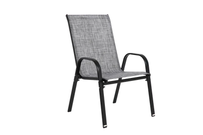 2 Piece Patio Chairs, Outdoor Camping Chairs with Breathable Textilene Fabric, Set of 2 Garden Chairs with Armrest High Backrest for Garden Patio Pool Beach Yard Space Saving ( Grey)