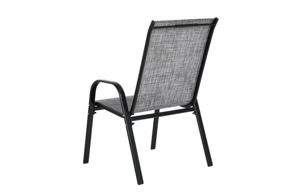 2 Piece Patio Chairs, Outdoor Camping Chairs with Breathable Textilene Fabric, Set of 2 Garden Chairs with Armrest High Backrest for Garden Patio Pool Beach Yard Space Saving ( Grey)