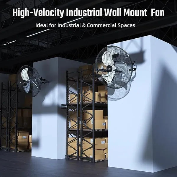 20 Inch High Velocity 3 Speed, Black Wall-Mount Fan