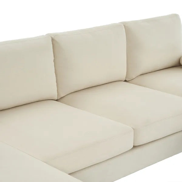 280*130*85 U-Shaped 4-Seat Linen Seat Frame Wooden Frame Back Iron Frame Golden Feet Indoor Modular Sofa Beige