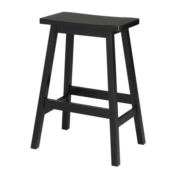 2pcs Pine Wood Saddle Seat Bar Stool Black