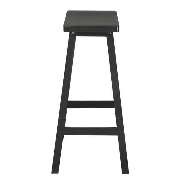 2pcs Pine Wood Saddle Seat Bar Stool Black