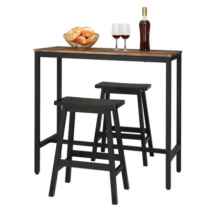 2pcs Pine Wood Saddle Seat Bar Stool Black