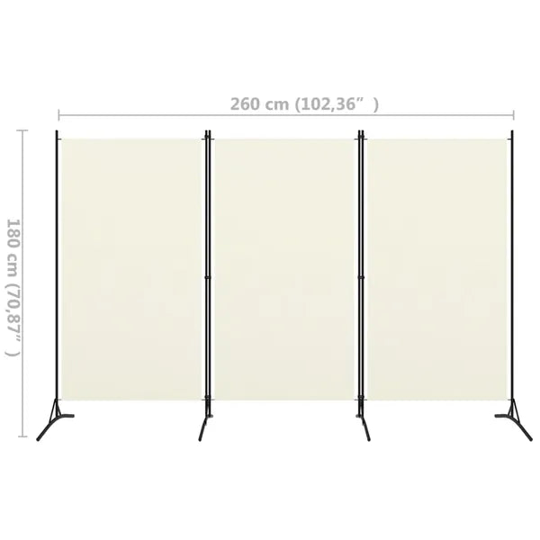 3-Panel Room Divider White 102.4"x70.9" Fabric