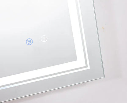 32*24 LED Lighted Bathroom Wall Mounted Mirror with High Lumen+Anti-Fog Separately Control+Dimmer Function