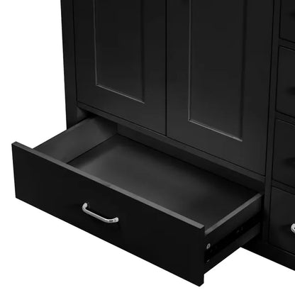 36" Black Bathroom Vanity with Ceramic Sink Combo, Abundant Storage Cabinet -2 Soft close doors and 5 drawers