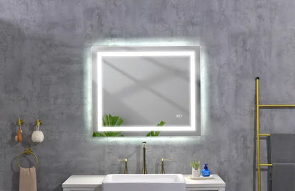 36*28 LED Mirror for Bathroom with Lights; Dimmable; Anti-Fog; Lighted Bathroom Mirror with Smart Touch Button; Memory Function