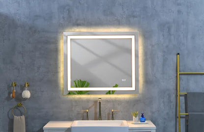 36*28 LED Mirror for Bathroom with Lights; Dimmable; Anti-Fog; Lighted Bathroom Mirror with Smart Touch Button; Memory Function