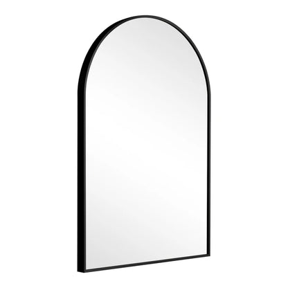 36"x24" Morden Right Angle Arched Black Alloy Aluminium Thin Framed Wall-Mounted Vanity Mirror Bathroom Vanity Mirror for Bedroom Entryway, Living/Dressing Room