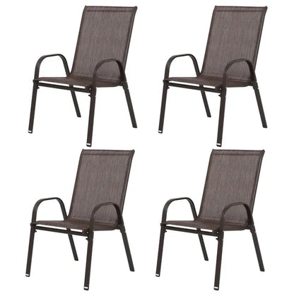 4 Piece Patio Chairs, Outdoor Camping Chairs with Breathable Textilene Fabric, Set of 2 Garden Chairs with Armrest High Backrest for Garden Patio Pool Beach Yard Space Saving ( Brown)