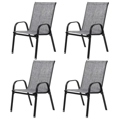 4 Piece Patio Chairs, Outdoor Camping Chairs with Breathable Textilene Fabric, Set of 2 Garden Chairs with Armrest High Backrest for Garden Patio Pool Beach Yard Space Saving ( Grey)