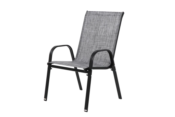 4 Piece Patio Chairs, Outdoor Camping Chairs with Breathable Textilene Fabric, Set of 2 Garden Chairs with Armrest High Backrest for Garden Patio Pool Beach Yard Space Saving ( Grey)