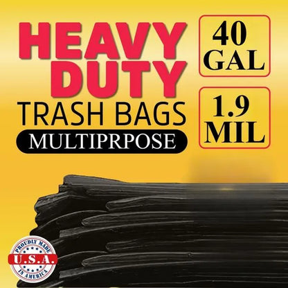 40 Gallon Trash Bags Heavy Duty, (100PCS) 1.9MIL Trash Bags Large Black Trash Bags 35in*39.4in Garbage Bags for Lawn, Leaf, and Commercial