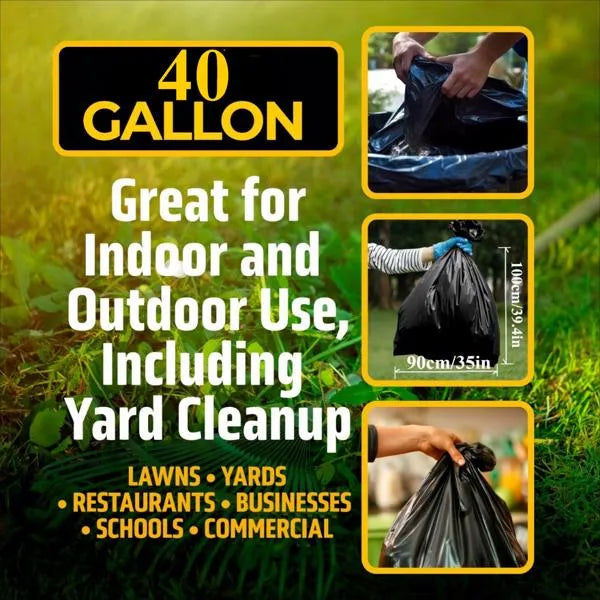 40 Gallon Trash Bags Heavy Duty, (100PCS) 1.9MIL Trash Bags Large Black Trash Bags 35in*39.4in Garbage Bags for Lawn, Leaf, and Commercial