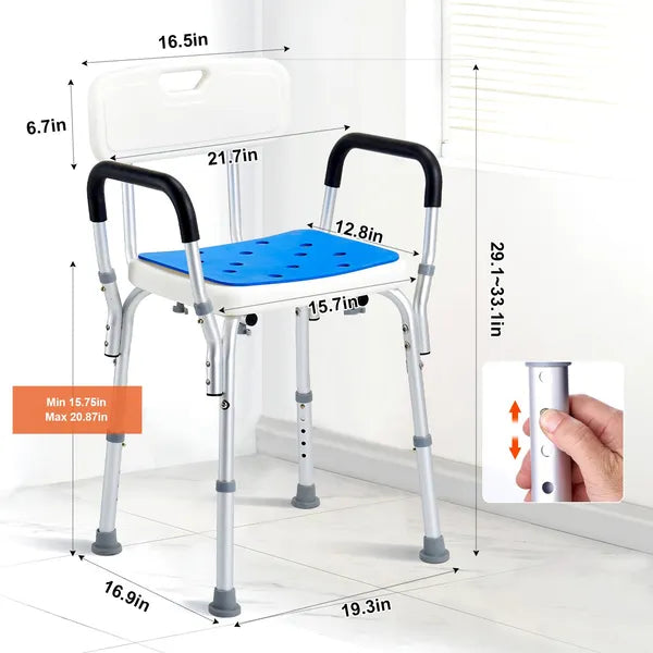 400lbs Shower Chair Bath Stool Seat Height Adjustable for Bathtub Shower