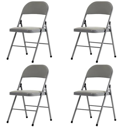 4pcs Elegant Foldable Iron & PVC Chairs for Convention & Exhibition Gray