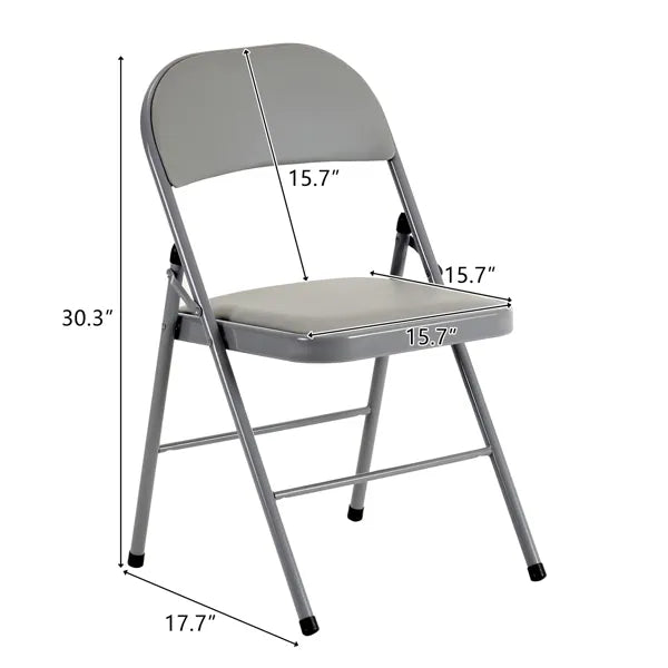 4pcs Elegant Foldable Iron & PVC Chairs for Convention & Exhibition Gray