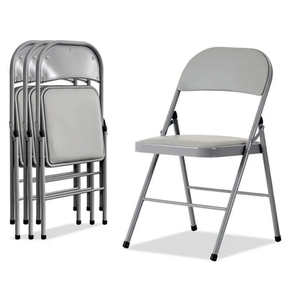 4pcs Elegant Foldable Iron & PVC Chairs for Convention & Exhibition Gray