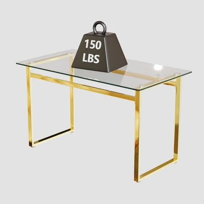 51" Modern Minimalist Rectangular Glass Dining Table for 4-6 with 0.31" Tempered Glass Tabletop and Black Chrome Metal Legs, Writing Table Desk, for Kitchen Dining Living Room (0 damage)