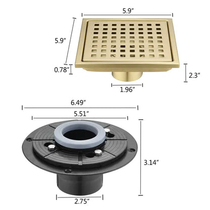 6 Inch Square Shower Floor Drain