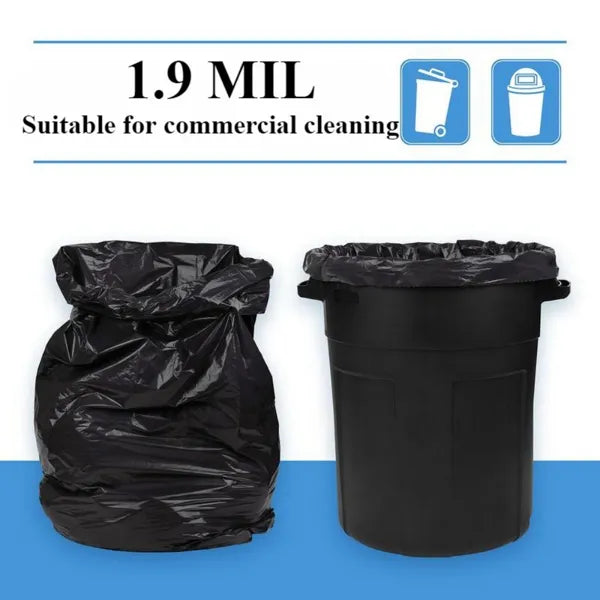 65Gallon heavy-duty black garbage bag -1.9MIL thick, sturdy, durable, large capacity - very suitable for household and commercial use -47in * 55in disposable garbage bag, 50PCS