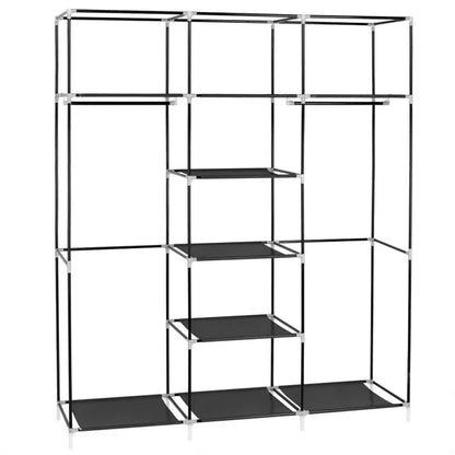 69" Portable Clothes Closet Non-Woven Fabric Wardrobe Double Rod Storage Organizer Black