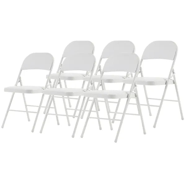 6pcs Elegant Foldable Iron & PVC Chairs for Convention & Exhibition White