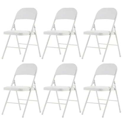 6pcs Elegant Foldable Iron & PVC Chairs for Convention & Exhibition White