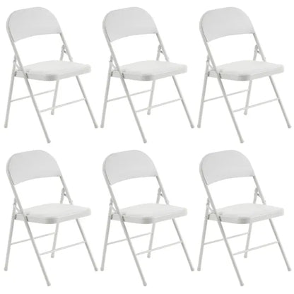 6pcs Elegant Foldable Iron & PVC Chairs for Convention & Exhibition White