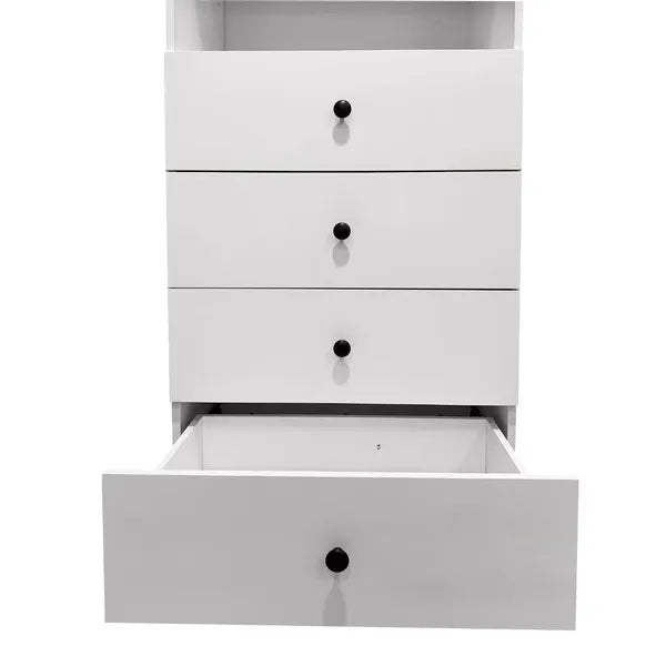 70.2"H Livelylodge Wooden Modular Closet Organizer:Modern Open Wardrobe Closet System with 4 Drawers for Bedroom&Coatroom White Finish