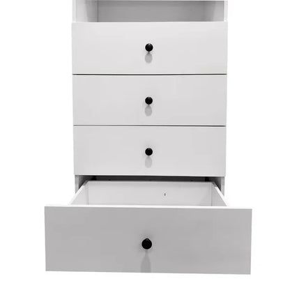 70.2"H Livelylodge Wooden Modular Closet Organizer:Modern Open Wardrobe Closet System with 4 Drawers for Bedroom&Coatroom White Finish