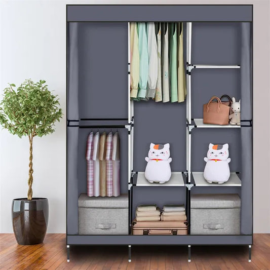 71" Portable Closet Wardrobe Clothes Rack Storage Organizer with Shelf Gray