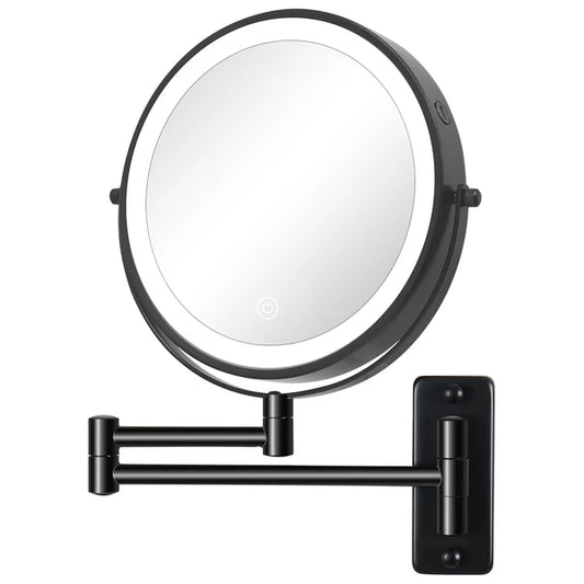 8 Inch Wall-Mounted Makeup Mirror, Double Sided 1x/10x Magnifying Makeup Mirror, 3 Colour Lights Touch Screen Dimmable Bathroom Mirror, 360° Swivel Vanity Mirror Built-In Battery