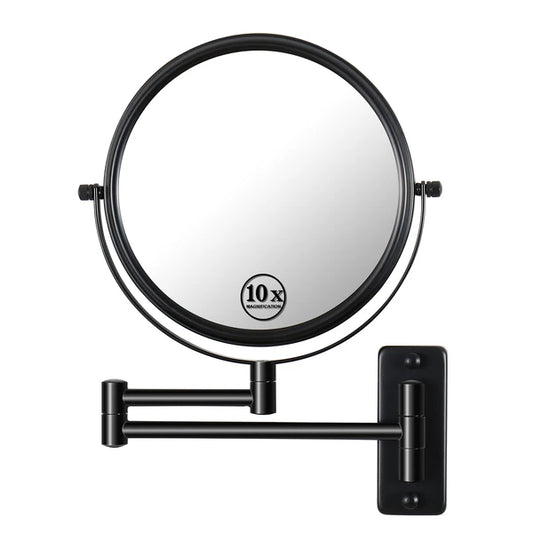 8-inch Wall Mounted Makeup Vanity Mirror, 1X / 10X Magnification Mirror, 360° Swivel with Extension Arm