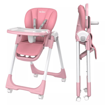 SEJOY Baby High Chair Infants Folding Convertible Removable Tray Adjustable