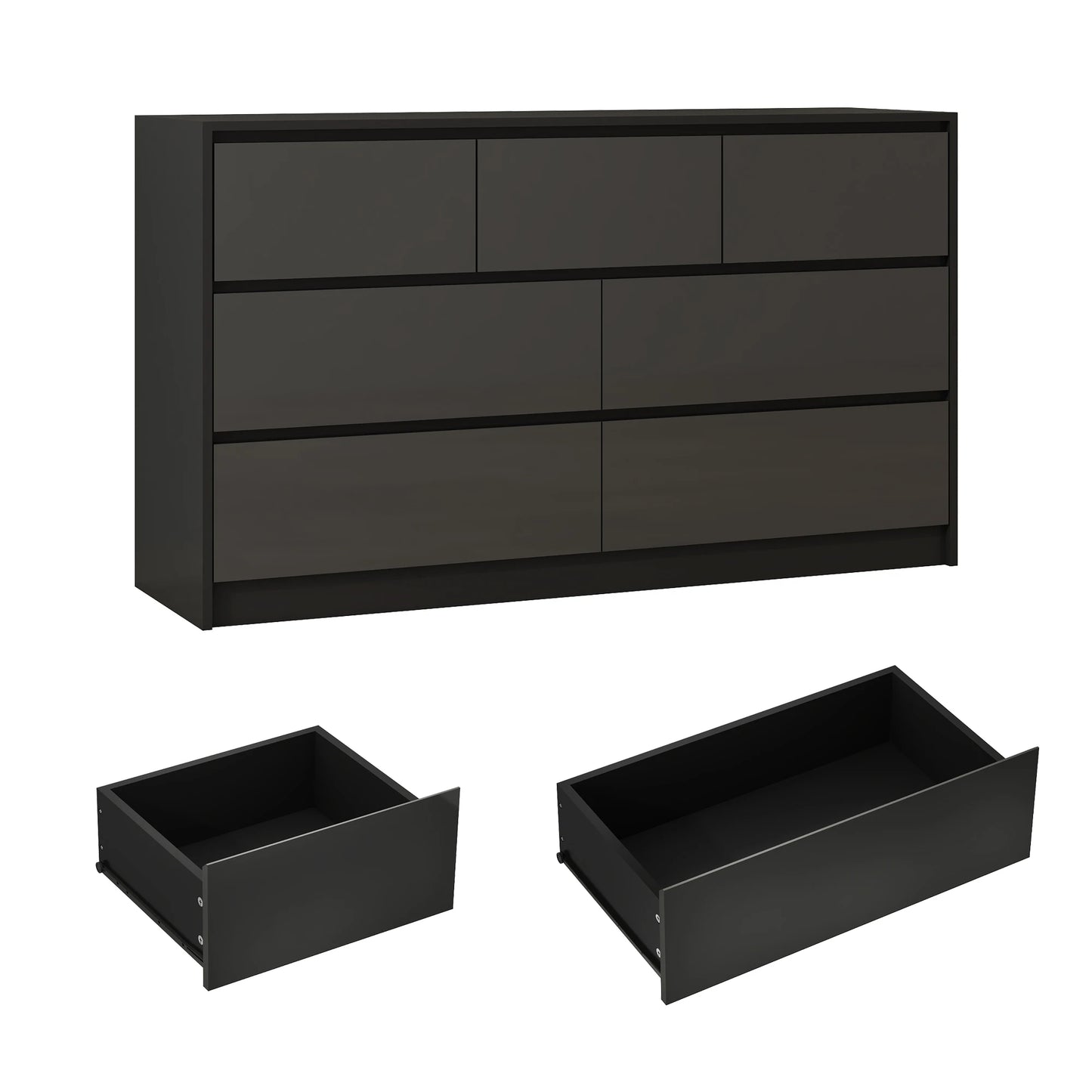 7 Drawer Dresser for Bedroom, 55 Inch Modern Dresser with High