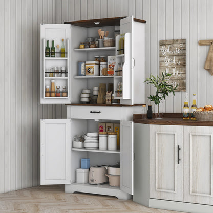 Homcom Farmhouse Kitchen Pantry Storage Cabinet with Door