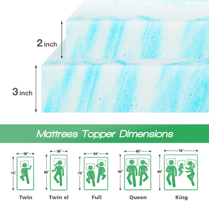 Gel Memory Foam Mattress Topper Full Size Cooling Topper Full