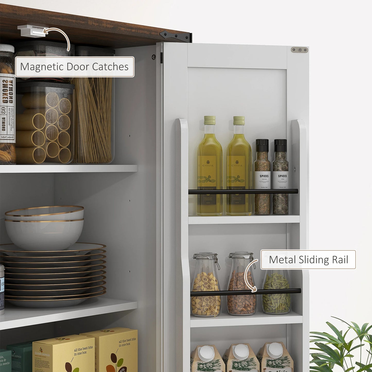 Homcom Farmhouse Kitchen Pantry Storage Cabinet with Door