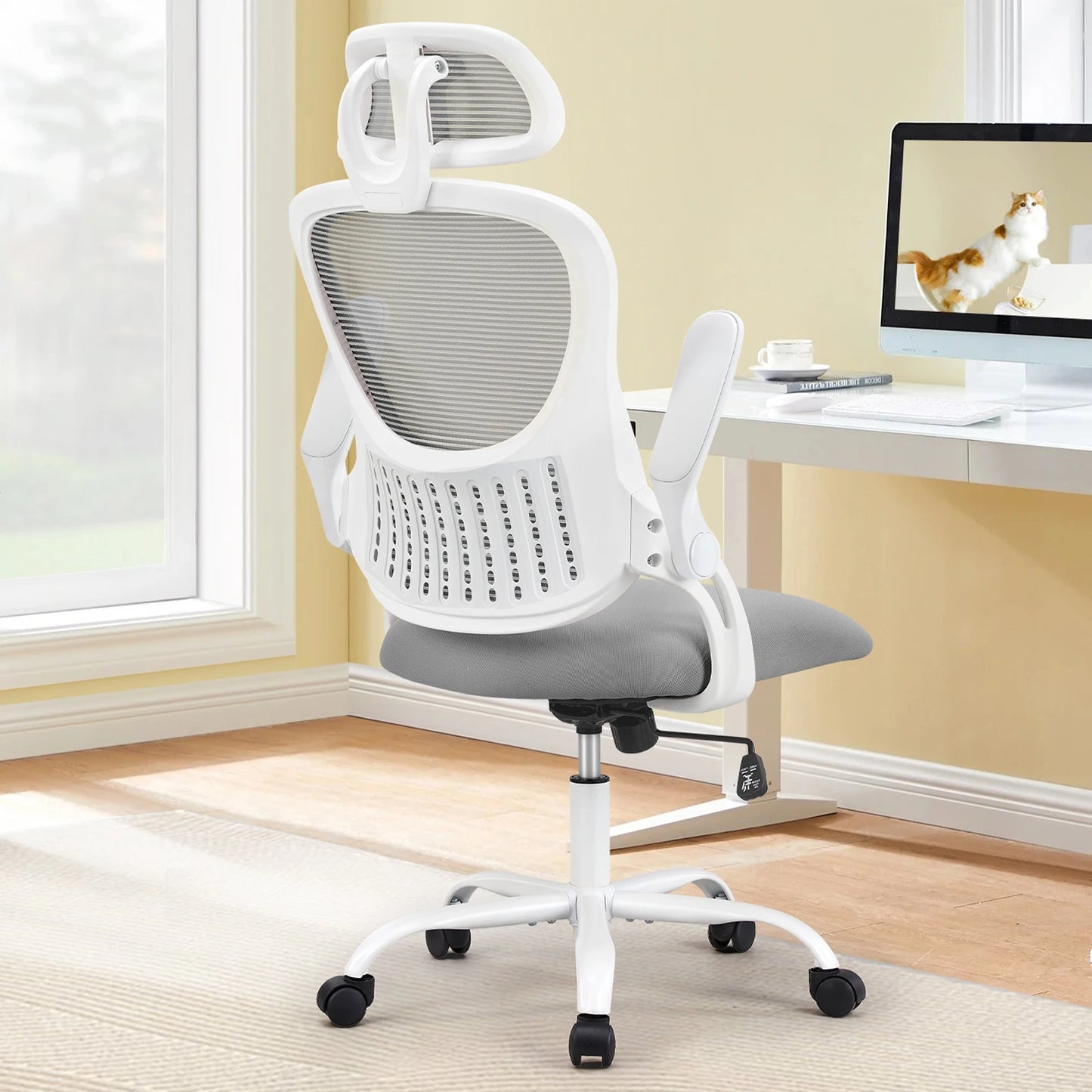 Mesh Ergonomic Office Computer Desk Chair Flip-up Arms Adjustable