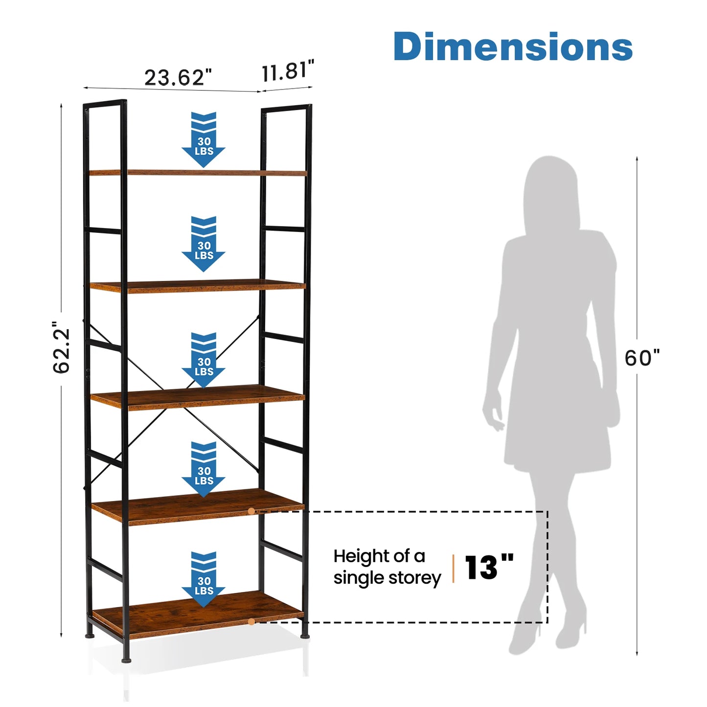 Tier Bookcase Bookshelf Modern Book Case For Books Corner