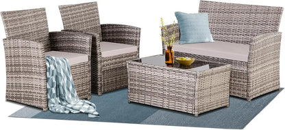 Piece Patio Furniture Set 4,Outdoor Wicker Conversation Sets,Rattan