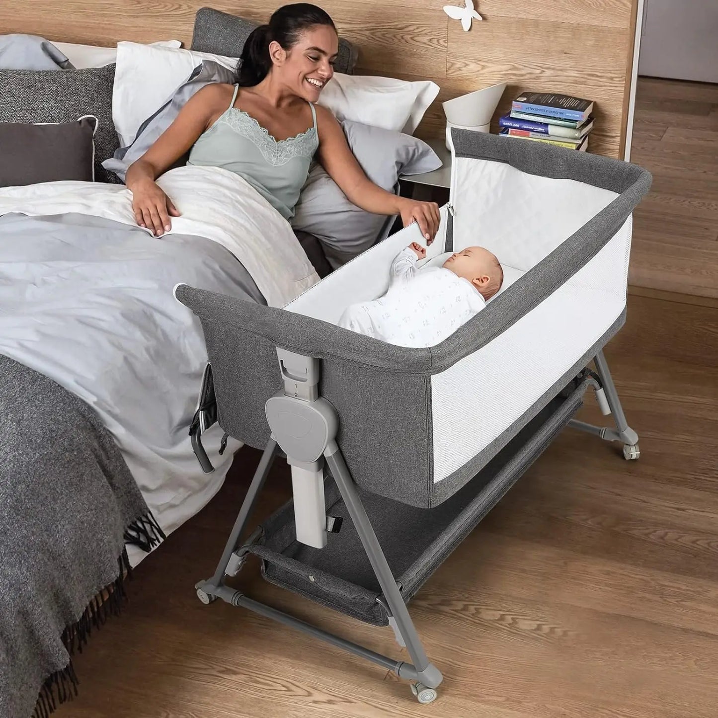 Baby Bassinet, Beside Sleeper for Baby Easy Folding Bedside Bassinet