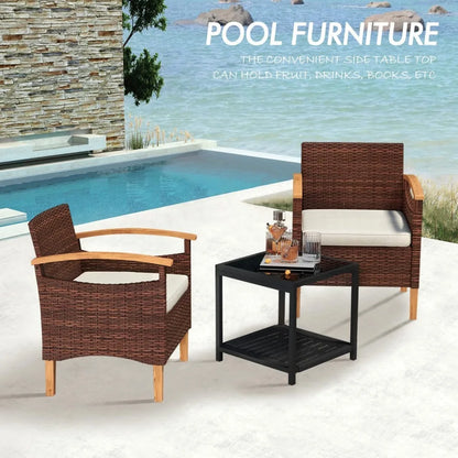 Outdoor Courtyard Furniture Set with Table, Wicker Courtyard Set